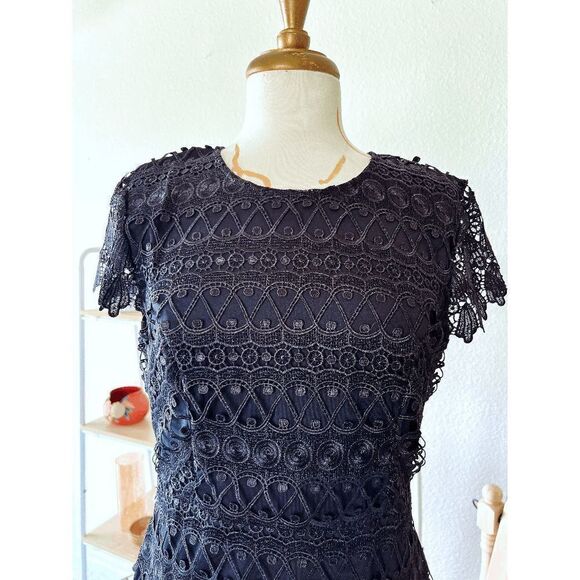 Francesca Black Dainty Laced Mini Dress - Picture 2 of 5
